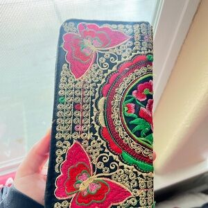Embroidered Thai Floral Butterfly Summer Wallet